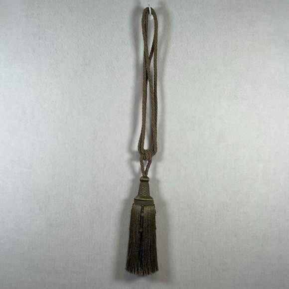 Tassel Rope Tie Back with Beads Olive Green 31‎ in long - Picture 1 of 8